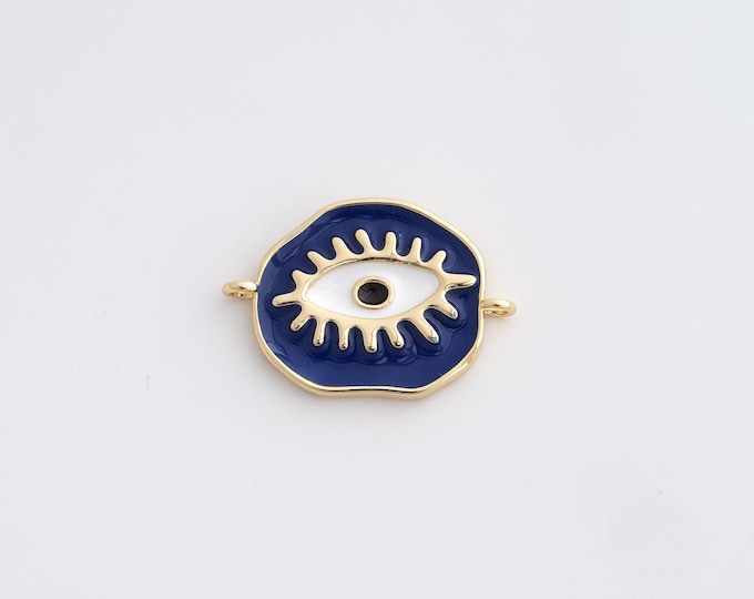 18K Gold Filled Enamel Eye Connector,Gold Eye Connector,Eye Connector Bracelet Necklace for DIY Jewelry Making 23.4x16.3x2.3mm