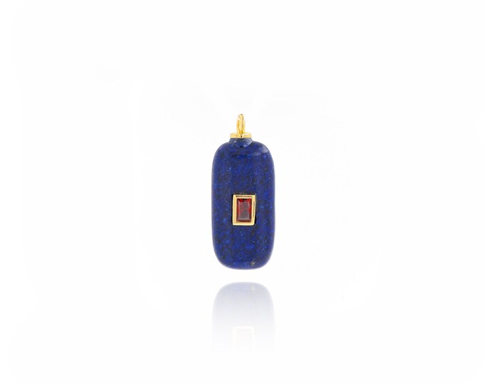 Natural Stone Pendant,18K Gold Filled Natural Stone Necklace,Square Shaped Pendant,DIY jewelry Making Accessories,30x12x6mm
