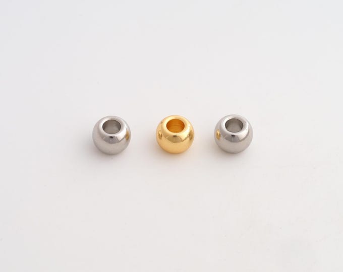 10 pcs Gold Round Beads,18K Gold Filld Tube Beads,for DIY Jewelry Making Supplies,8.2x6mm Hole 3.8mm