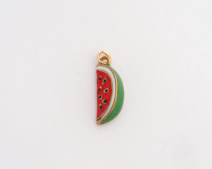 Stainless Steel Watermelon Pendant,Enamel Fruit Charms,Watermelon Charms for DIY Jewelry Making Supply,21x7.4x5.2mm