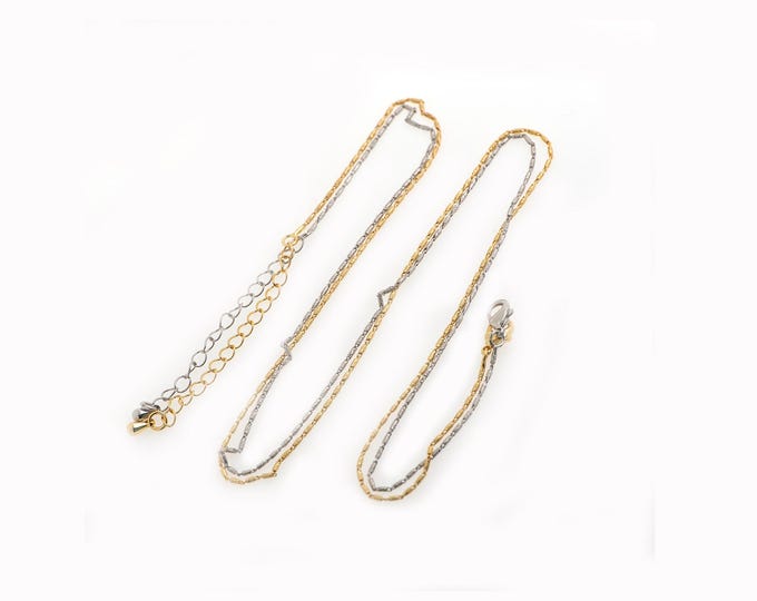 Cylinder Chain Necklace,Gold Beads Necklace,18K Gold Filled Basic Necklace,Lobster Clasp Necklace,DIY Jewelry Supplies,45cm