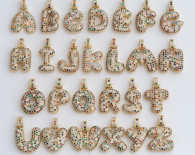 Initial Pendant,18K Gold Filled Letter Necklace, Micropavé CZ Alphabet Pendant, DIY jewelry Making Accessories,28.8x14.5x5.6mm