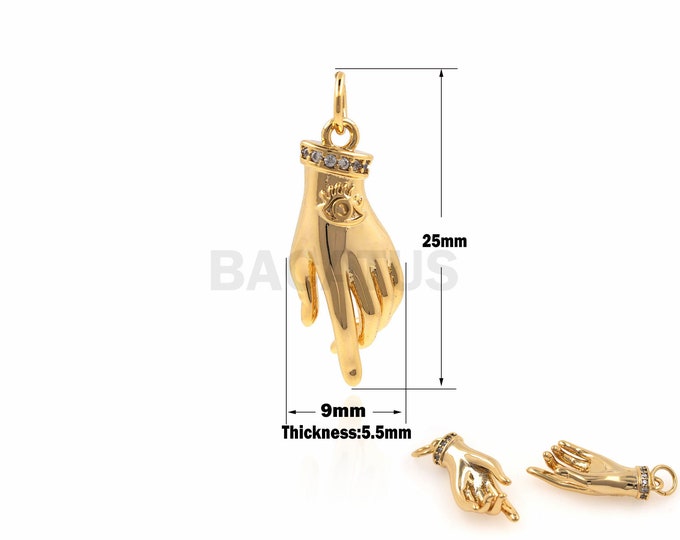 1PCS Eye Necklace Jewelry Greece Eyeball DIY Jewelry Making Accessories Micro Shop 18K Gold Filled Finger Pendant 25x9x5.5mm