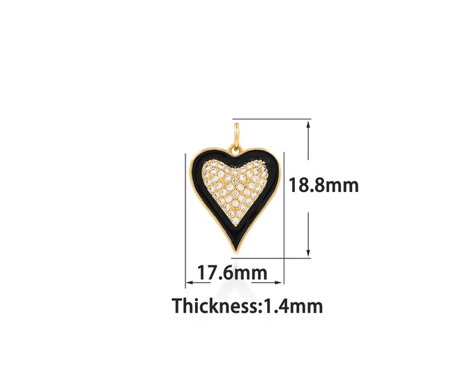 18K Gold Filled Heart Pendant,Gold Dainty Heart Charms,Simple pendant Bracelet Necklace for DIY Jewelry Making Supply