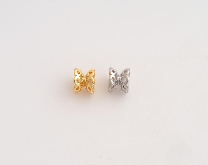 5 pcs Gold Flower Tube Beads,18K Gold Filld Large Hole Beads,for DIY Jewelry Making Supplies,7x5.3mm Hole 2mm