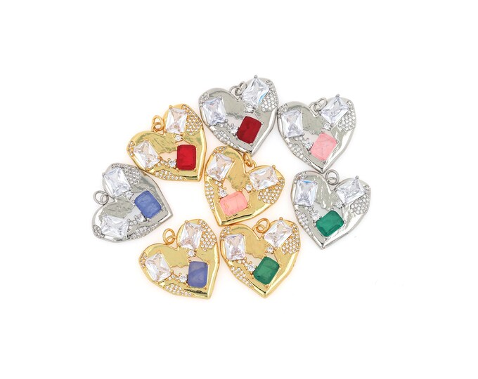 18K Gold Filled Heart Pendant,Gold Dainty Heart Charms,Simple Pendant Bracelet Necklace for DIY Jewelry Making Supply