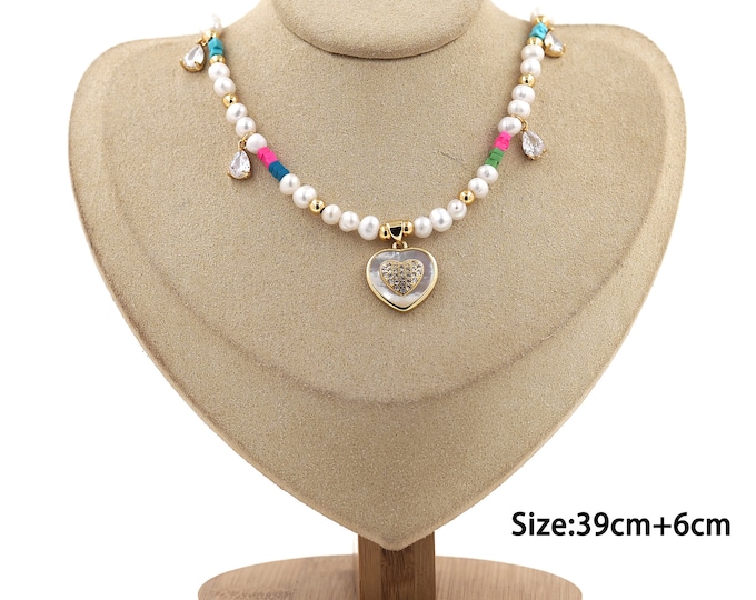 18K Gold Filled Heart Necklace,Tail Chain Necklace,Lobster Clasp Necklace,pearl necklace,Gift for Her