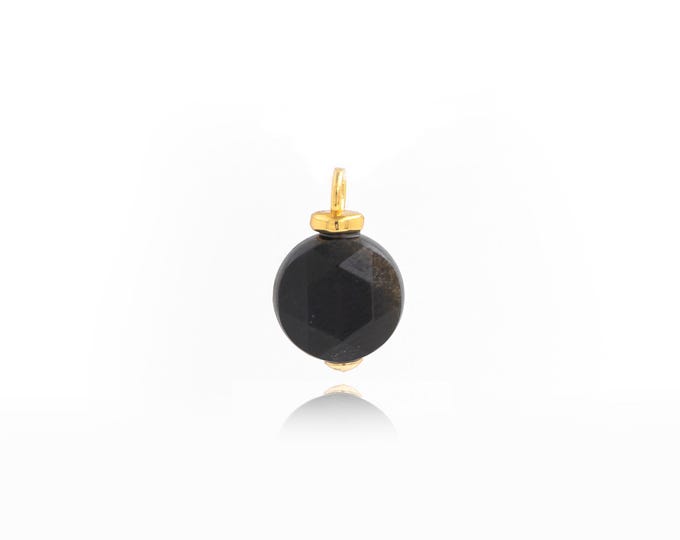 Natural Stone pendant 18K Gold Filled Ball Pendant,Gold Dainty Ball Charms,Bracelet Necklace for DIY Jewelry Making Supply,15.5x10x5mm