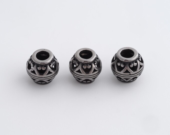 1 pcs Stainless Steel Retro Ball Spacer Beads,Silver Round Beads,Ball Beads DIY Bracelet Necklace Earrings Jewelry Making,10x9.6mm