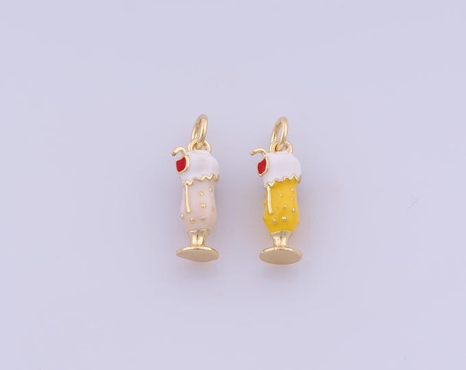 Goblet Pendant,18K Gold Filled Wine Glass Necklace, Enamel Goblet Pendant, DIY jewelry Making Accessories,19x6.5x5mm