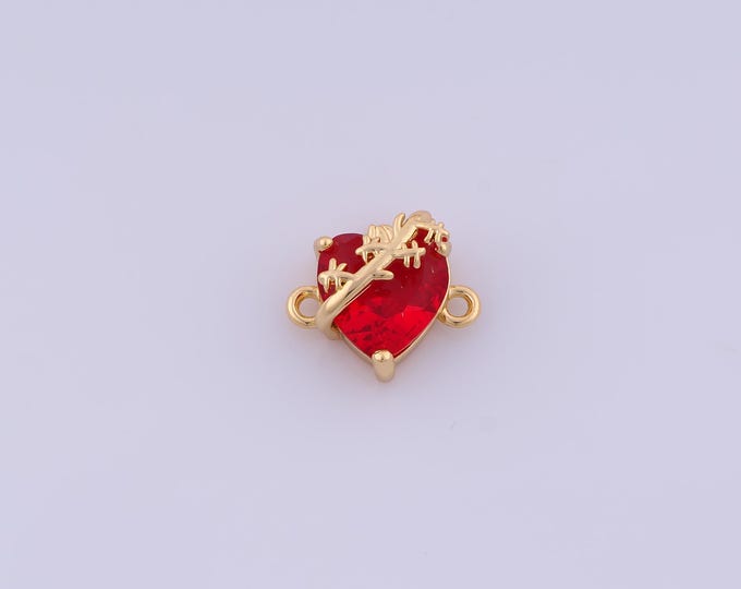 Heart Connectors, 18K Gold Filled Love Connectors, Micropavé CZ Heart Connectors, DIY Jewelry Supplies,14.7x12.7x8mm