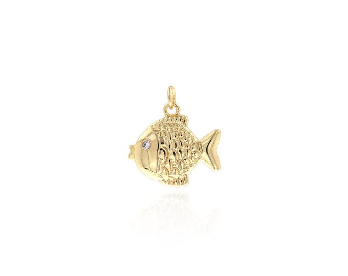 Little Gold Fish Pendant,Gold Fish Accessories, 18K Gold Fileld Animal Necklace,DIY Jewelry Supplies,21x19.5x2.3mm