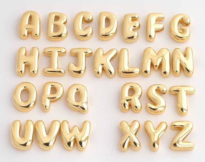 18K Gold Filled Gold Silver Initial Charm,Dainty A-Z Letter Pendant,Initial Pendant ,DIY Jewelry Supplies,21x15.5x7mm