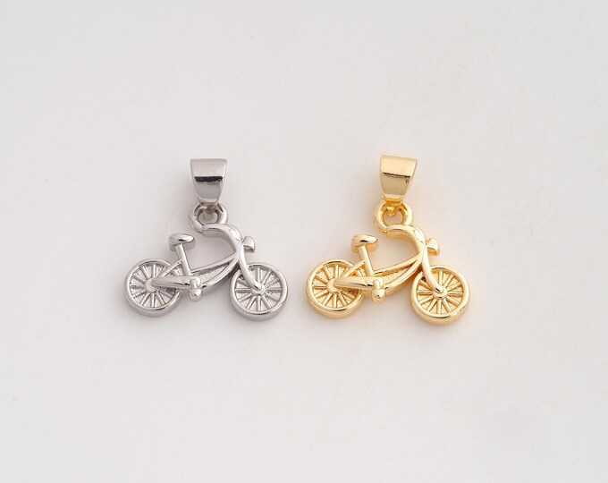 5 pcs 18K Gold Filled Bicycle Charm,Dainty Bicycle Pendant,Bicycle Pendant ,DIY Jewelry Supplies,17x15.8x3.7mm