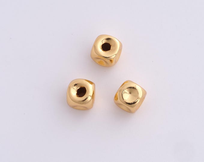 5 pcs 18K Gold Filled Square Spacer Beads,Gold Tube Beads, Square Beads DIY Bracelet Necklace Earrings Jewelry Making,6.6x6mm