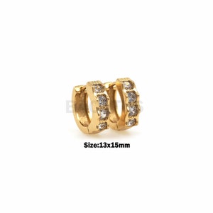 1Pair Zircon Earrings 18K Gold Plated Earrings CZ Pavé Round Zircon Earrings Ring Earrings Women's Jewelry 13x15mm