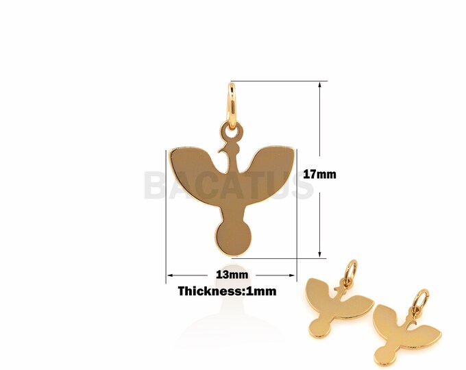 1PCS Bird Pendant Thin Necklace Suitable for Necklace Bracelet Jewelry Supplies DIY Jewelry Making 18K Gold Filling 17x13x1mm