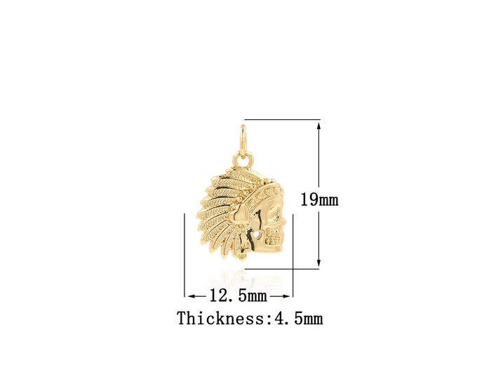 18K Gold Filled Skull Pendant, Gold Dainty Skull Charms,Simple pendant Bracelet Necklace for DIY Jewelry Making Supply