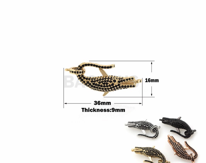 1PCS Crocodile Lobster Clasp Micro Pavé Jewelry DIY Jewelry Making Accessories Bracelet Clasp Necklace Clasp 18K Gold Filled 36x16x9mm