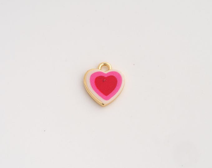 18K Gold Filled Heart Charm,Dainty Enamel Love Pendant,Heart Pendant ,DIY Jewelry Supplies,12.4x10.5x2mm