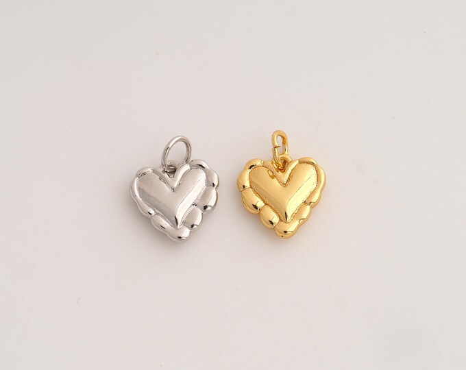 5 pcs 18K Gold Filled Heart Charm,Dainty Love Pendant,Heart Pendant ,DIY Jewelry Supplies,14.5x11.2x3mm