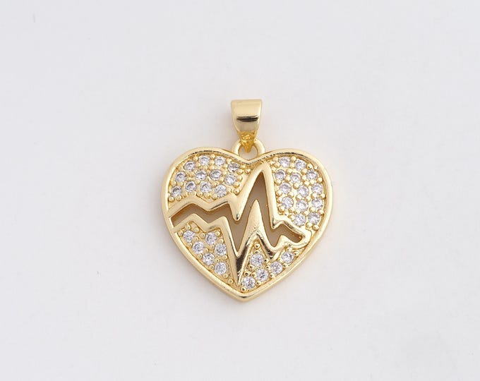 18K Gold Filled Heartbreak Pendant,Dainty Heart Charms,Bracelet Necklace for DIY Jewelry Making Supply,24.2x20x3.2mm