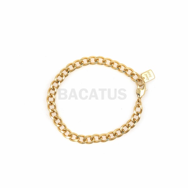 1pcs Chain Bracelet Cuban Link Bracelet Streetwear Bracelet 18K Gold Filled Cuban Link Bracelet Ladies Chain Bracelet Gift for Boyfriend