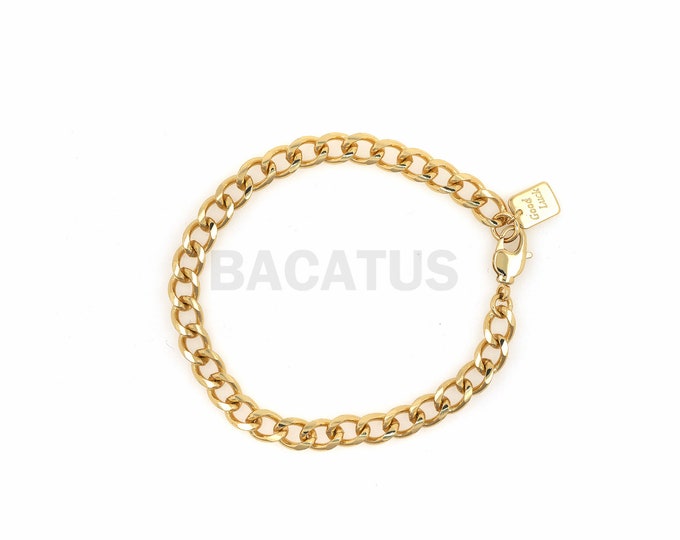 1pcs Chain Bracelet Cuban Link Bracelet Streetwear Bracelet 18K Gold Filled Cuban Link Bracelet Ladies Chain Bracelet Gift for Boyfriend