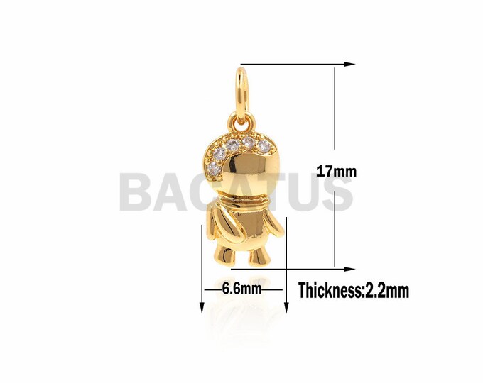 1pcs Robot pendant, Jewelry Making Findings, CZ bracelet necklace charm 17x6.6x2.2mm