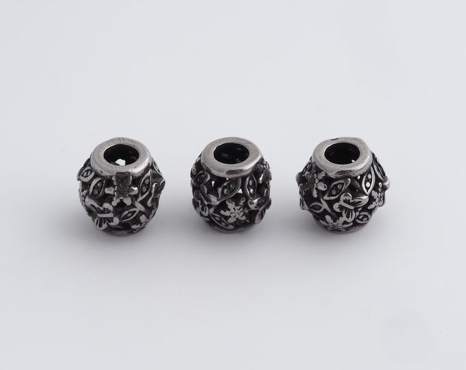 1 pcs Stainless Steel Retro Ball Spacer Beads,Silver Round Beads,Ball Beads DIY Bracelet Necklace Earrings Jewelry Making,10.2x9.5mm