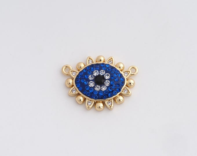 18K Gold Filled Dainty Eye Charm, Micropavé CZ Eye Pendant,Lucy Eye Necklace Charm, DIY Jewelry Supplies, 21.7x16.2x3.8mm