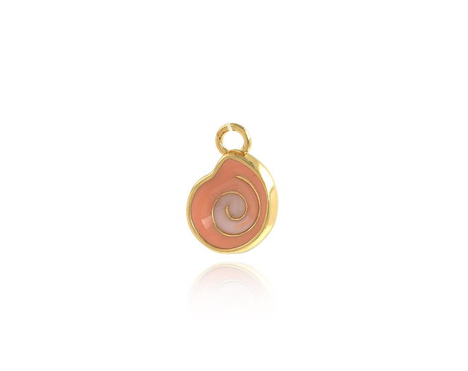 Snail Shell Pendant,18K Gold Filled Shell Necklace,Enamel Snail Shell Pendant, DIY jewelry Making Accessories,15.3x11.2x5mm
