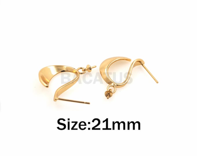 1Pair Twisted Earrings Hoop Earrings Earrings Gold C-Shaped Twisted Simple DIY Earrings Jewelry Earrings 18K Gold filling 21mm