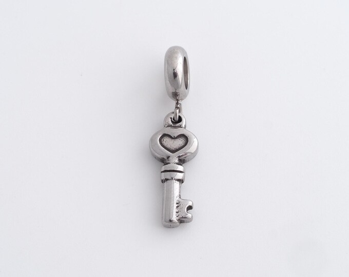 Stainless Steel Heart Pendant,Love Key Charms,Heart Key Charm Bracelet Necklace for DIY Jewelry Making Supply,29.5x8x3.3mm