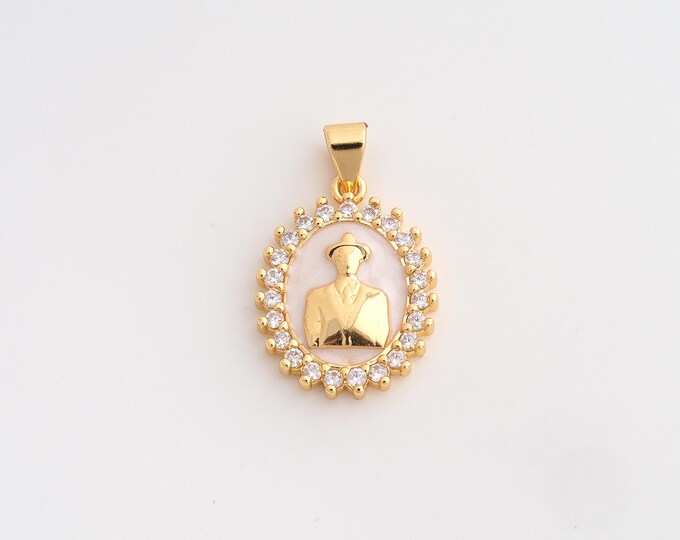 18K Gold Filled Magician Charm,Dainty Enamel Magician Pendant,CZ Magician Pendant ,DIY Jewelry Supplies,24.3x15.2x3mm