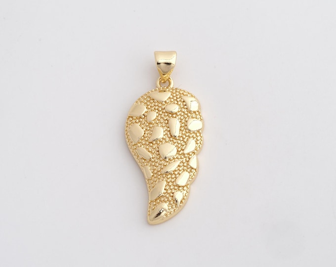 18K Gold Filled Angel Wings Charm, Animal Wings Pendant,Wings Necklace Charm, DIY Jewelry Supplies, 34x14.8x3.3mm