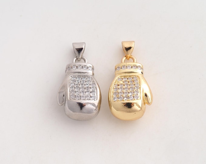 18K Gold Filled Boxing Glove Charm,Dainty Boxing Pendant,CZ Glove Pendant ,DIY Jewelry Supplies,27.2x13.7x9.6mm