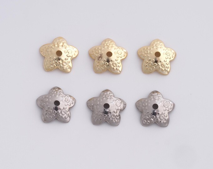 25pcs Stainless Steel Flower Beads Cap,Gold Flower Beads Cap, DIY Bracelet Necklace Earrings Jewelry Making,10x2.7mm
