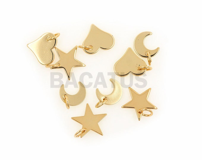 Heart pendant, moon pendant. Star pendant, starry sky charm, exquisite original brass gold-plated pendant 1PCS
