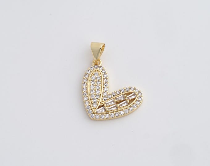 Gold Heart Pendant 18K Gold Filled Heart Necklace Gold Friendship Necklace DIY Jewelry Making Accessories 24.2x18x2.8mm