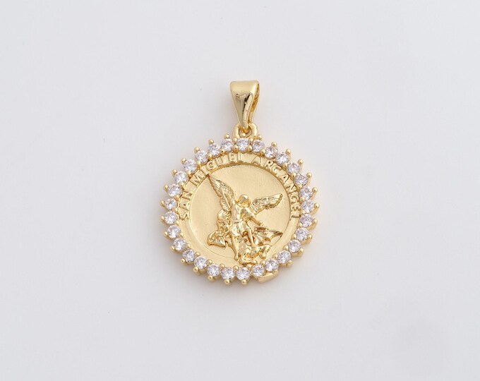 Angel Charm, 18K Gold Filled Cupid Charm, MicroPave CZ Angel Pendant, DIY Jewelry Supplies, 27.8x20.2x2.7mm