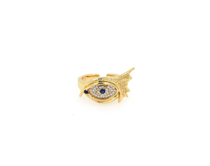 18K Gold Filled Devil Eye Ring,Gold Dainty Eye Ring,Simple Ring,Gift for Her