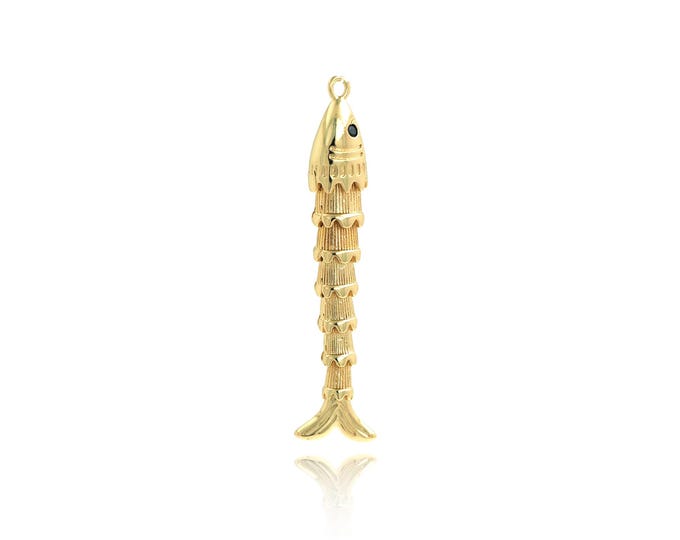 Fish Pendant,18K Gold Filled Marine Life Necklace, Micropavé CZ Fish Pendant, DIY jewelry Making Accessories,48.5x11x6.5mm