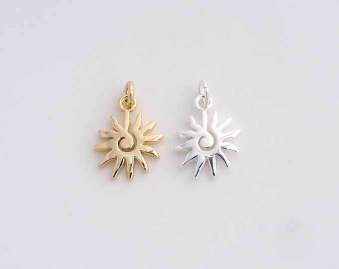 18K Gold Filled Sun Charm, Celestial Pendant,Sunburst Necklace Charm, DIY Jewelry Supplies, 15.5x10.2x2mm