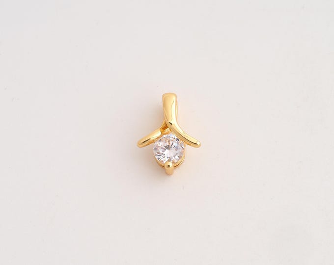 18K Gold Filled Round Charm, Micropavé CZ Round Pendant,Round Necklace Charm, DIY Jewelry Supplies, 13.5x10x4.8mm
