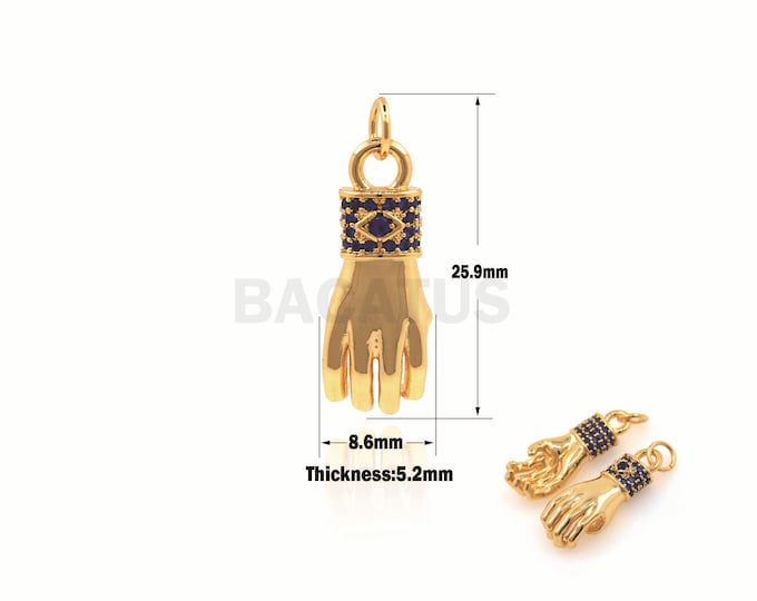 1PCS  Micro-Pave Nail Punch Pendant, Gesture Necklace, Hand Charm, Simple Necklace, Used In Jewelry Making Supplies 25.9x8.6x5.2mm