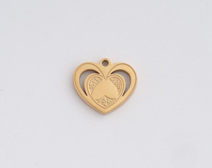 Stainless Steel Heart Pendant,Love Charms,Heart Charm Bracelet Necklace for DIY Jewelry Making Supply,13.5x15x1.6mm