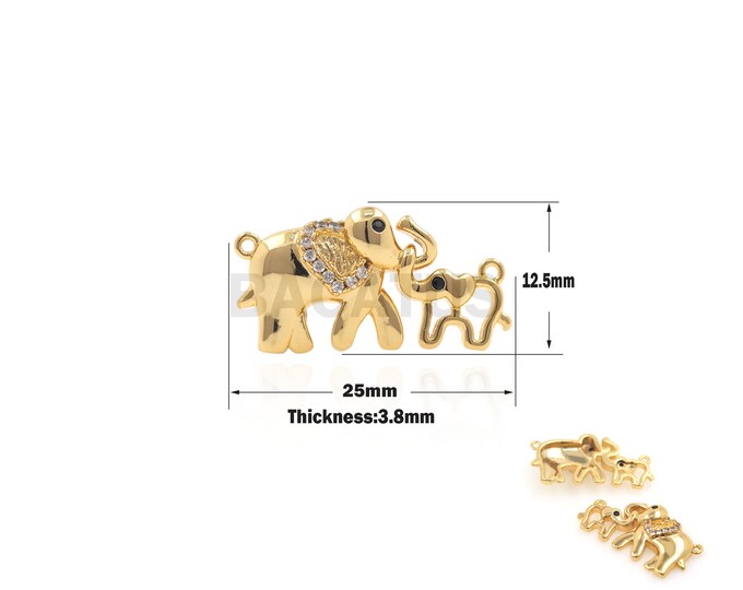 1PCS Elephant Charm Elephant Necklace Animal Necklace Lucky Elephant DIY Production 18k CZ Paving Little Elephant Charm 25x12.5x3.8mm