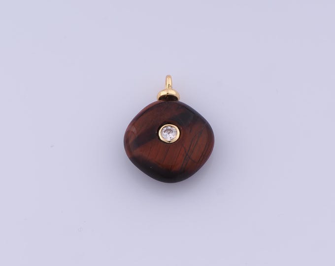 Energy Stone Pendant,18K Gold Filled Natural Stone Necklace,Stone Pendant, DIY jewelry Making Accessories,21x16x6.2mm