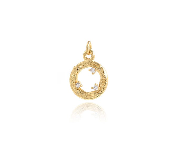 5 pcs Round Pendant,18K Gold Filled Minimalist Necklace, Micropavé CZ Round Pendant, DIY jewelry Making Accessories,16.6x11.3x2.4mm